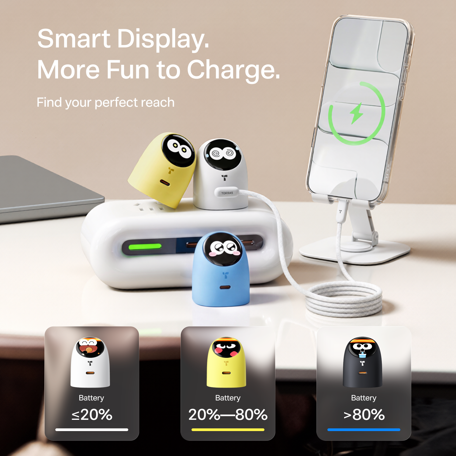 [US Plug] TORRAS FlashEye-Dot Smart Display Charger USB-C 45W