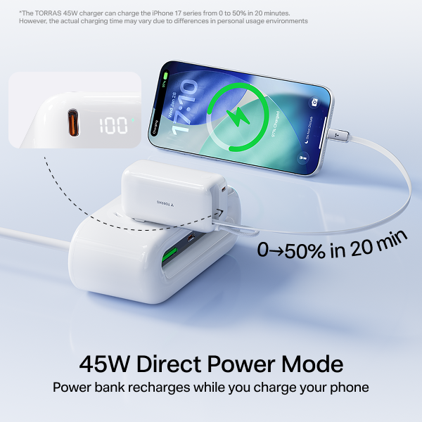 [US Plug] TORRAS EasyGo Power Bank：45w 10kmAh