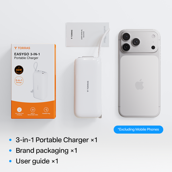 [US Plug] TORRAS EasyGo Power Bank：45w 10kmAh