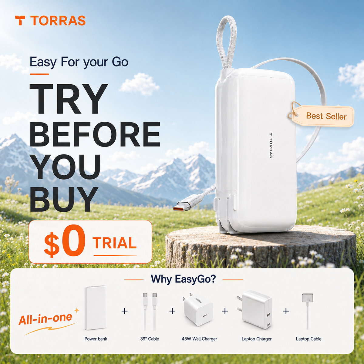 US Plug] TORRAS EasyGo Power Bank：45w 10kmAh